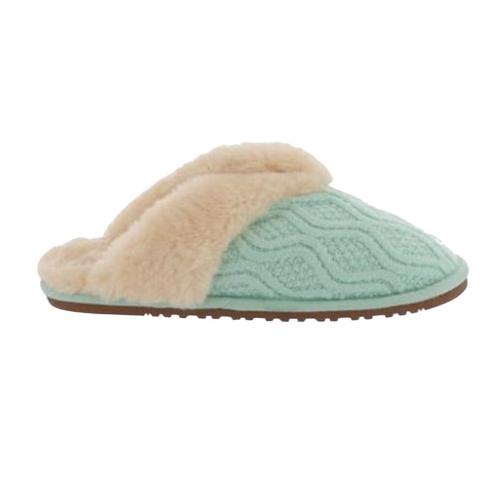 Lamo Caroline Knit Scuff Slippers US 5 NWOT | Mint Faux Fur Cozy Indoor Outdoor